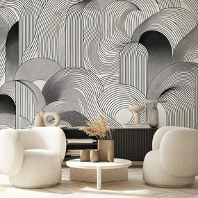 Fototapeta - Chaos czarnych linii (196x136 cm)
