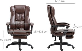 Vinsetto Fotel biurowy ergonomiczny z masażem regulowane siedzisko brązowy 68x68x119-127 cm | Aosom PL