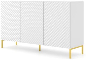 Komoda w stylu glamour biały mat + złote nóżki - Resa 3X