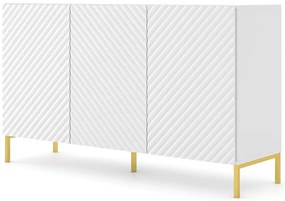 Komoda w stylu glamour biały mat + złote nóżki T8-E92