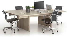 Biurko double SOLID + 2x rozszerzenie blatu, 240x165 cm, dąb naturalny