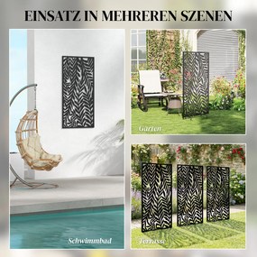 Outsunny Parawan 65 x 130 cm Wolnostojący Wiszący, Przegroda Osłona z Metalu Czarny | Aosom PL