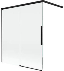 Mexen Rox parawan nawannowy 2-skrzydłowy rozsuwany 140 x 150 cm, transparent, czarny - 8C9-140-003-70-00