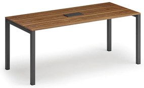 Stół konferencyjny PRIMO SQUARE, 180x80 cm, orzech + port blatowy TYP I, czarny