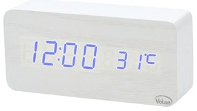 Zegar budzik drewniany elektroniczny cyfrowy led stojący - termometr + data