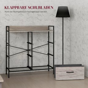 Komoda HOMCOM z tkaniny, 6 składanych szuflad, półka, rama stalowa, 79 x 29 x 85, Szary