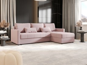 BEDANTE narożnik MOS L BIS Cosmic 14 różowy prawa z funkcją spania sofa w kształcie litery L z pojemnikiem na pościel sofa do salonu kanapa sofa rozkładana