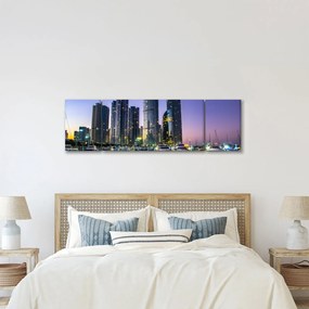 Obraz jachtów i drapaczy chmur (170x50 cm)