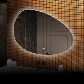 Lustro nieregularne z podświetleniem, 114×84 cm, Dual color, włącznik dotykowy, mata grzewcza