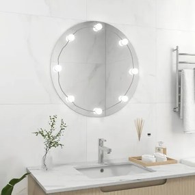 Wiszące srebrne lustro z oświetleniem LED 70cm Z9-M02