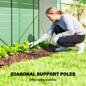 Outsunny Szklarnia z oknami z siatki i rolowanymi drzwiami, szklarnia foliowa na stalowym stelażu 200 x 75 x 188 cm zielony | Aosom PL