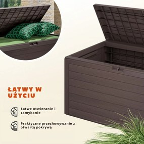 Pojemnik do przechowywania WOODEBOX, 280L, 120x46x57cm, ciemny brąz Prosperplast