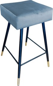Hoker MAX krzesło barowe tkanina Welur podstawa metalowa : Kolor nogi - Czano-złota stożek, Kolor tkaniny - VELVET - BL06, Typ siedziska - Siedzisko stałe