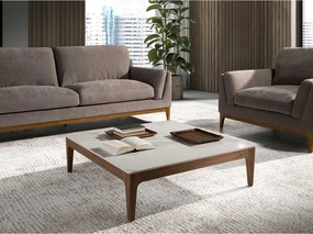 Porcelanowy kwadratowy stolik kawowy z marmuru i orzecha włoskiego 2042 ANGEL CERDA