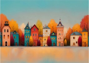 Obraz na szkle - Jesienna wieś (70x50 cm)