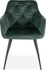 Krzesło Tapicerowane do Salonu MODESTO Zielone Welurowe Nowoczesne Loft