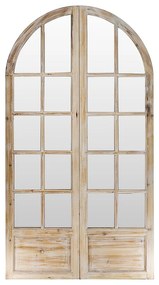 Parawan z lustrem z drewna sosnowego z postarzanymi wykończeniami – 2 panele – dł. 96 x wys. 180 cm – Naturalny – KEDIRI