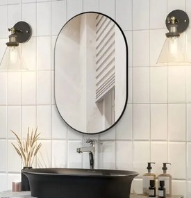 Lustro Elipsa 75x40cm czarne GX06 ścienne owalne łazienkowe do salonu sypialni loftowe Industrialne minimalistyczne
