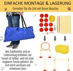 Pawhut Zestaw Agility dla Psów Trening Przeszkody Żółty Poliester Kompletny Kit | Aosom PL
