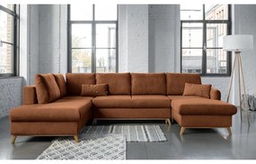 Ceglasta rozkładana sofa w kształcie litery "U" Miuform Scandic Lagom, lewostronna