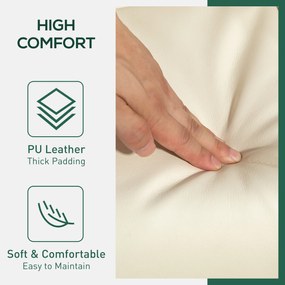 HOMCOM Fotelik relaksacyjny z pufą, oparcie uchylne do 145°, obrotowy o 360°, ekoskóra, kremowy