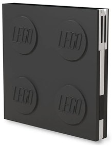 Czarny kwadratowy notatnik z długopisem żelowym LEGO®, 15,9x15,9 cm