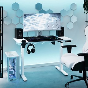 Biurko gamingowe z regulacją wysokości Diablo X-Tensio 110 cm, kolor biały