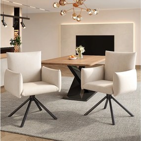 Zestaw 2 krzeseł do jadalni - 60 x 60 x 88 cm - krzesła tapicerowane - obrotowe 360° - aksamitne - beżowe