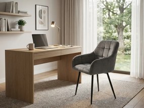 Szare krzesło jadalniane MARLEN VELVET z czarnymi nogami