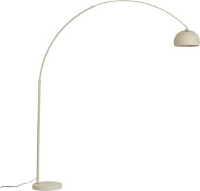 Nowoczesna Lampa Łukowa Beżowa z Marmurową Podstawą - XXL