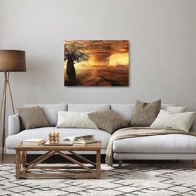 Obraz na szkle - pomarańczowe chmury (70x50 cm)