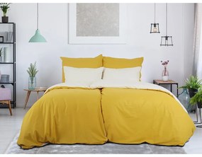 B.E.S. Petrovice Pościel bawełniana Double face musztardowy/kawowy