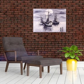 Obraz na szkle - Port, obraz olejny (70x50 cm)