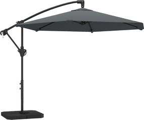 Outsunny Parasol ogrodowy ok. Ø300 cm z mechanizmem blokującym, korbą i obciążnikami, ciemnoszary | Aosom PL