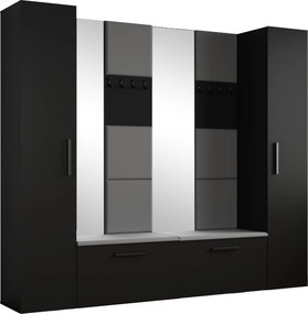 Masseno Garderoba MODULO 241,2/204/40 cm do Przedpokoju Nowoczesna Czarna