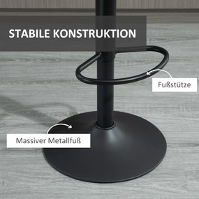 HOMCOM Zestaw 2 stołki barowe w stylu retro, z podnóżkiem, regulowane wysokość, gazowy podnośnik, Szary + Czarny