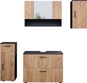 Zestaw mebli łazienkowych złoty dąb power/antracyt 80x41x58.6 irma