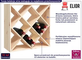 Klasyczny regał na wino z drewna sosnowego Perio