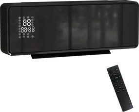 HOMCOM Ceramiczna grzałka ścienna 1000/2000W, ogrzewanie elektryczne, wentylator, termostat, timer, 54x18,7x12,3cm, czarny | Aosom PL