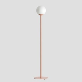 Nowoczesna lampa podłogowa Pinne z mlecznobiałym kloszem - koralowa