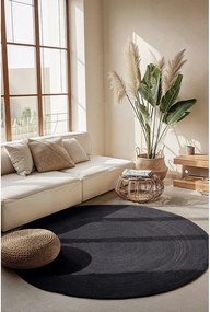 Czarny okrągły dywan z juty dwustronny/tkany ręcznie ø 140 cm Braided – Hanse Home