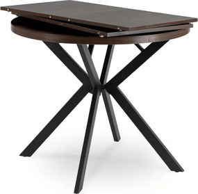 Stół Okrągły Rozkładany LUGO 90-190 cm Orzech/Czarny Loft
