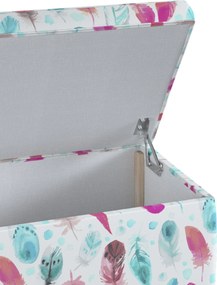 Skrzynia tapicerowana kolor niebieski tkanina wzorzysta