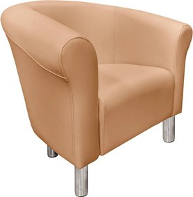 Fotel Milo tkanina Eko-skóra elegancki fotel do salonu i gabinetu : Kolor nogi - Chrom, Kolor tkaniny - EKO-SKÓRA - 14D, Wysokość nogi - 15 cm