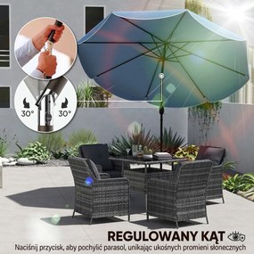 Outsunny Parasol ogrodowy okrągły balkonowy z 3-stopniową regulacją nachylenia, korbka, 8 żeber, Ø265 x 235H cm, jasnoniebieski | Aosom PL