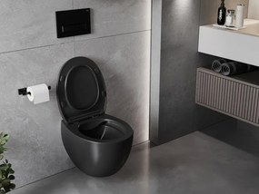 Mexen Egg miska wc Rimless z deską wolnoopadającą slim, duroplast, czarna mat - 30245070