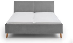 Szare tapicerowane łóżko dwuosobowe ze stelażem 160x200 cm Piano – Meise Möbel