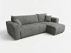 Ciemnoszara rozkładana narożna sofa SORELA, dwustronna + 2 poduszki GRATIS