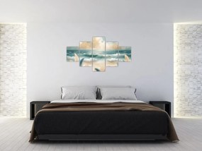 Obraz – Malowana plaża w delikatnych kolorach (125x70 cm)