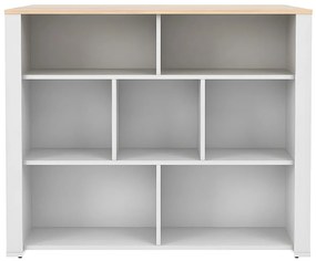 Wyspa kuchenna OPOLE z miejscem do przechowywania – 7 wnęk – kolor biały i dębowy